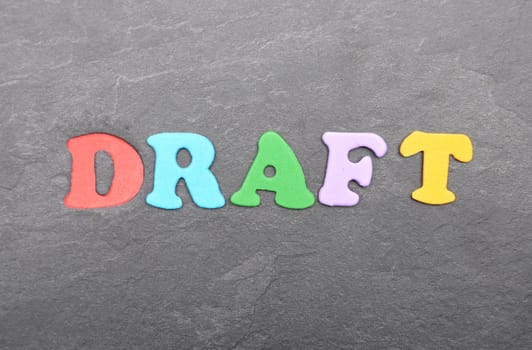 Term from colorful letters on slate board