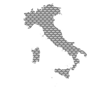 Map of Italy coarse meshed