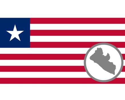 Fahne und Landkarte von Liberia