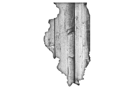 Map of Illinois on weathered wood