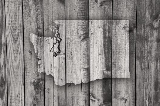 Map of Washington on weathered wood