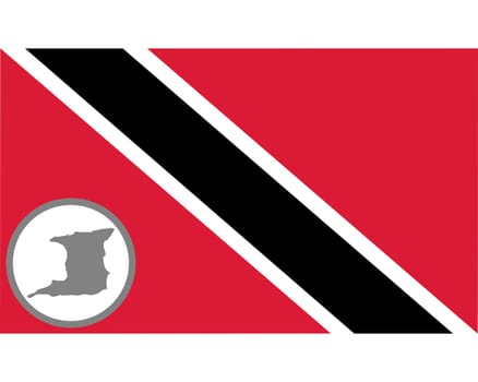 Fahne und Landkarte von Trinidad und Tobago