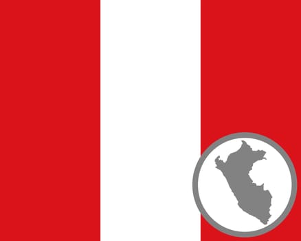 Fahne und Landkarte von Peru