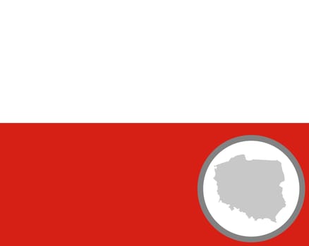 Fahne und Landkarte von Polen