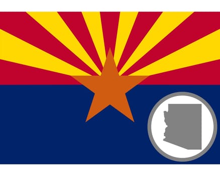 Fahne und Landkarte von Arizona