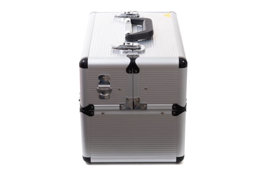 Professional aluminum tool box isolated on a white background.