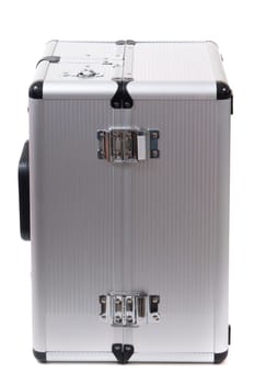 Professional aluminum tool box isolated on a white background.