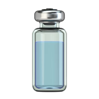 Vertical glass ampoule with cure 3D render illustration isolated on white background
