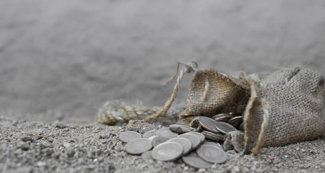sack with the thirty silver coins biblical symbol of the betrayal of judas