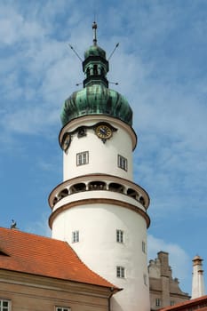 Castle in Nove Mesto nad Metuji in summer times with beautiful blue sky - Czech Republic