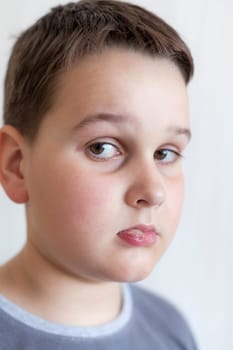 sick boy with big haze on his lips, close photo shot