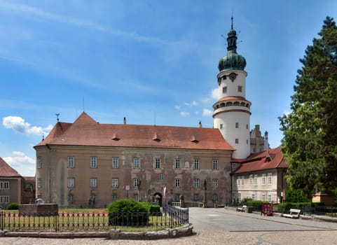 Castle in Nove Mesto nad Metuji in summer times with beautiful blue sky - Czech Republic