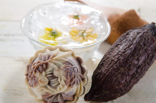Ice Mooncake ,Chinese mid autumn festival food.