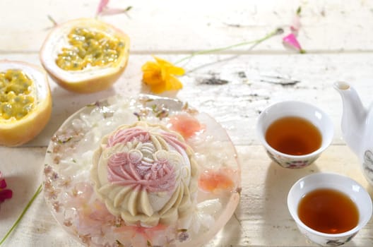 Ice Mooncake ,Chinese mid autumn festival food.