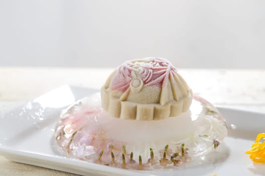 Ice Mooncake ,Chinese mid autumn festival food.