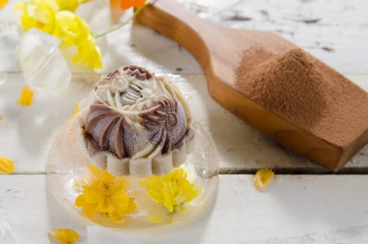 Ice Mooncake ,Chinese mid autumn festival food.