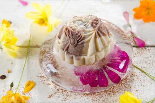 Ice Mooncake ,Chinese mid autumn festival food.