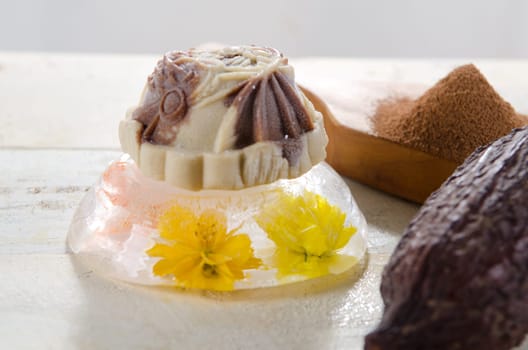 Ice Mooncake ,Chinese mid autumn festival food.