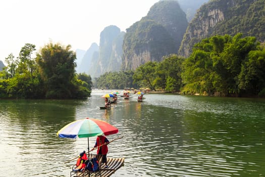 Rafting on the Li River in China