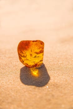 Amber in sun with inclusions.
