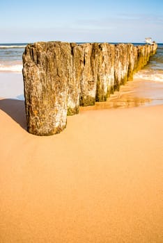 beach of Baltic Sea, Poland with groins