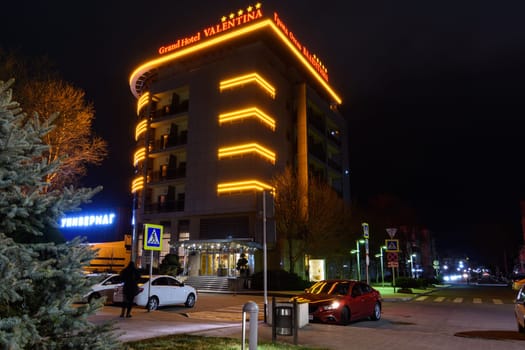Anapa, Russia - March 3, 2020: The building of the five-star hotel "Valentina"" in the resort city of Anapa"
