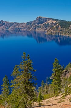Calm Waters on Volcanic Caldera on Crater Lake in Crater Lake National Park in Oregon