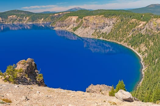 Blue Waters in a Volcanic Crater on Crater Lake in Crater Lake National Park in Oregon