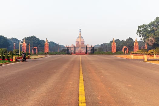 Rajpath boulevard and Rasthrapati Bhawan, New Delhi, India.