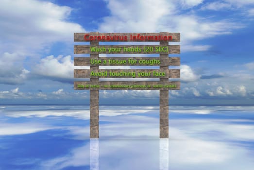 The 3d rendering of corona virus advice with nice background