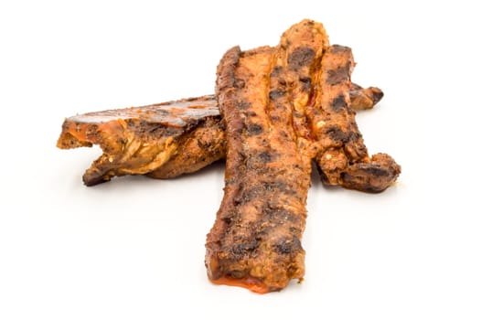 Grilled pork bacon isolated on a white background, barbecue with Belgian pork bacon