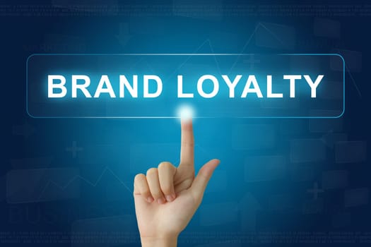 hand press on brand loyalty button on virtual screen