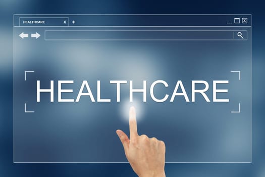 hand press on healthcare button on webpage