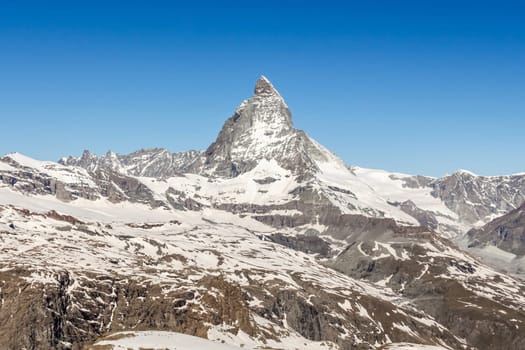 mountain Matterhorn with blue sky, Alps, Zermatt, Switzerland