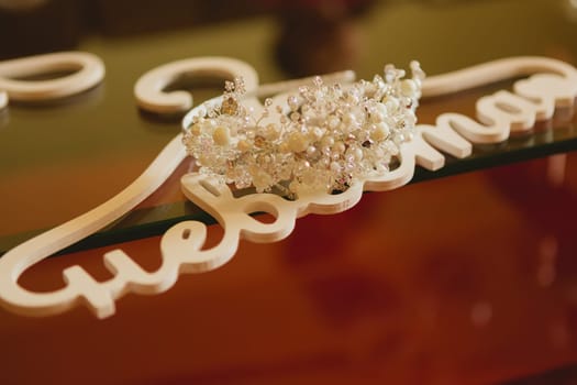 The composition of beautiful wedding accessories bride
