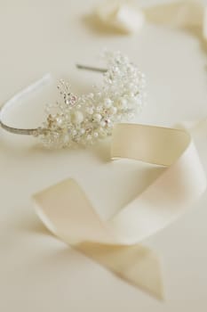 The composition of beautiful wedding accessories bride