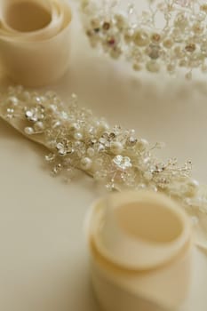 The composition of beautiful wedding accessories bride