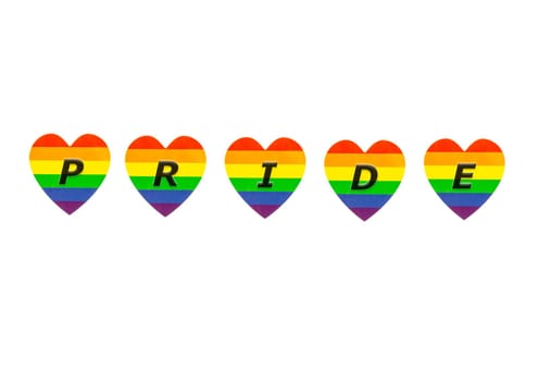 HEARTS WITH LETTERS INSIDE WITH TEXT PRIDE