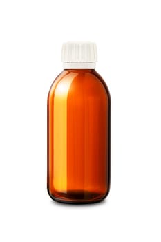 Closed Medicine bottle close up isolated on white background