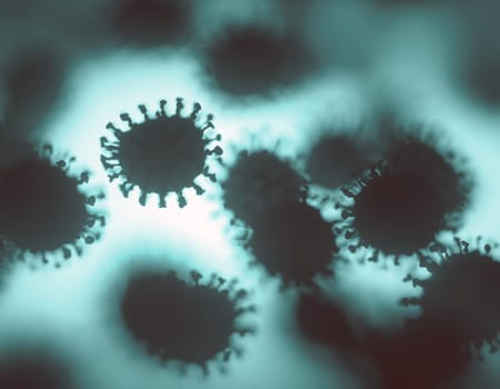 Viral structure. Viral particle is made up of a nucleus of nucleic acid (DNA or RNA) surrounded by a protein coat. Conceptual illustrative virus. 3D illustration.