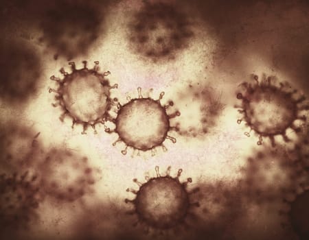 Viral structure. Viral particle is made up of a nucleus of nucleic acid (DNA or RNA) surrounded by a protein coat. Conceptual illustrative virus. 3D illustration.