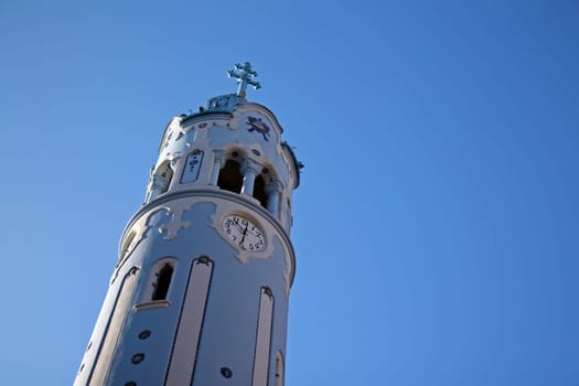 Detail of blue church in Bratislava in a sunny day