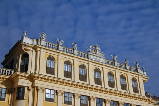 Detail of Schonbrunn palace with clouds in Vienna