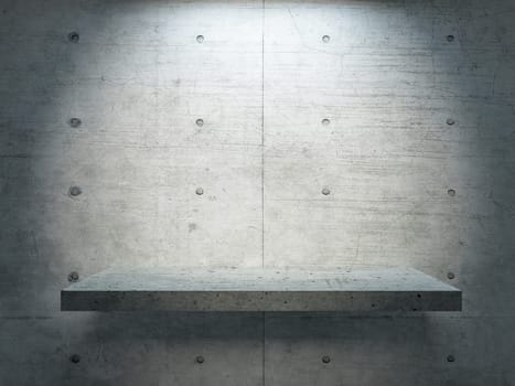 concrete stand under spot light with concrete wall for mock up