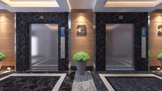 modern metal elevator design idea 3d rendering by Sedat SEVEN