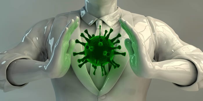 Coronavirus with Medical Personnel Containing Virus Germ