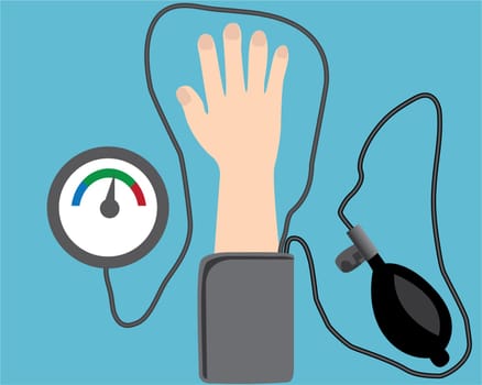 Blood pressure measuring device cardio exam vector illustration flat style