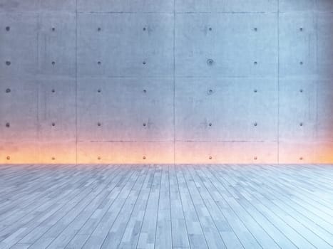 empty interior design with under light wall 3d rendering