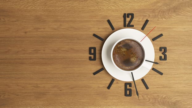 high-resolution coffee and time concept 3D rendering background for your project