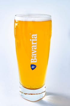 An isolated Bavaria beer pint on a white background